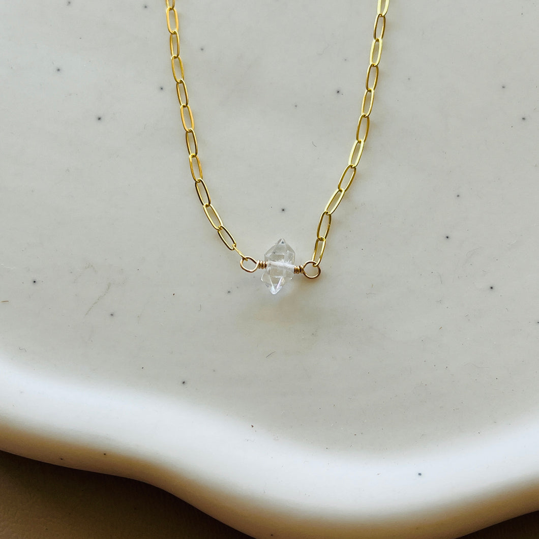 HERKIMER DIAMOND BABY PAPER CLIP NECKLACE