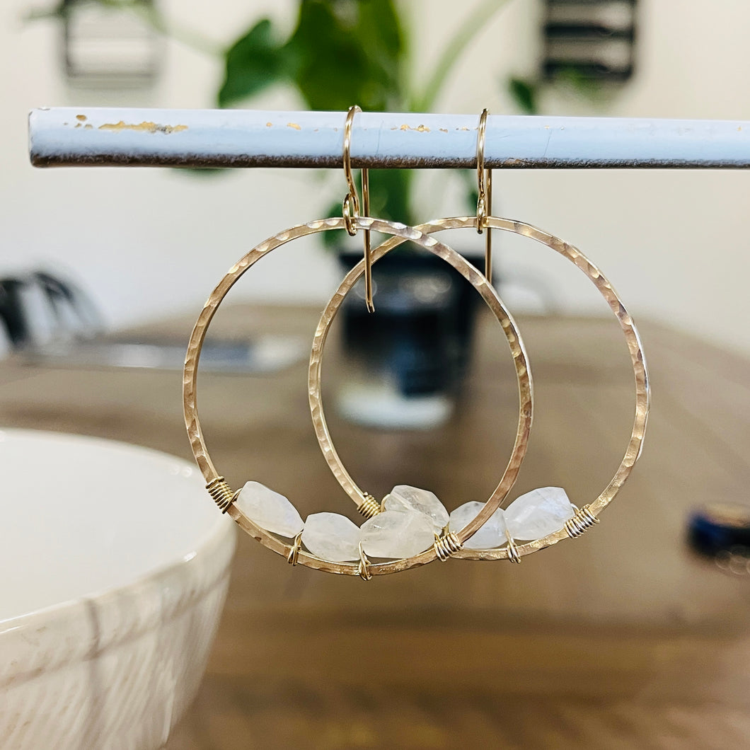 RAINBOW MOONSTONE HOOP EARRINGS