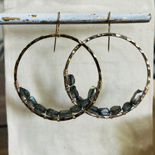 Load image into Gallery viewer, LABRADORITE HOOP EARRINGS
