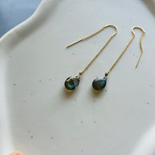 Load image into Gallery viewer, LABRADORITE THREADER EARRINGS
