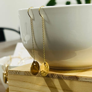 DISC DROP THREADER EARRINGS