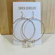 Load image into Gallery viewer, PEARL HOOP EARRINGS
