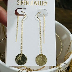 DISC DROP THREADER EARRINGS