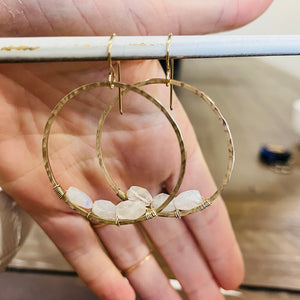 RAINBOW MOONSTONE HOOP EARRINGS