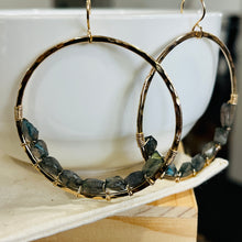 Load image into Gallery viewer, LABRADORITE HOOP EARRINGS

