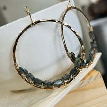 Load image into Gallery viewer, LABRADORITE HOOP EARRINGS

