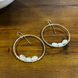 RAINBOW MOONSTONE HOOP EARRINGS