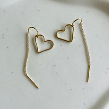 Load image into Gallery viewer, ROSA HEART THREADER EARRINGS
