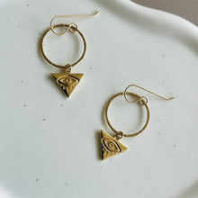 Load image into Gallery viewer, EVIL EYE TRIANGLE EARRINGS
