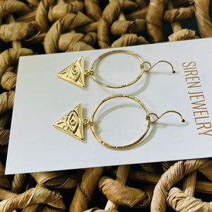 EVIL EYE TRIANGLE EARRINGS