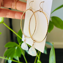 Load image into Gallery viewer, RAINBOW MOONSTONE HOOP EARRINGS
