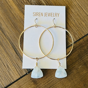 RAINBOW MOONSTONE HOOP EARRINGS