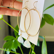 Load image into Gallery viewer, RAINBOW MOONSTONE HOOP EARRINGS
