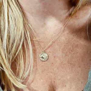OPAL EVIL EYE COIN NECKLACE
