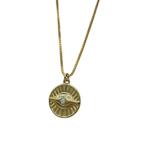 OPAL EVIL EYE COIN NECKLACE